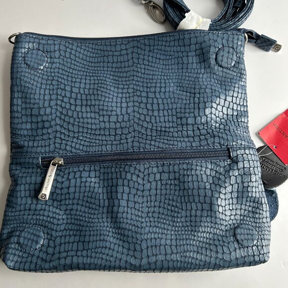 NWT Ugo Santini Leather Crossbody/Shoulder Bag, Clutch in Blue - Picture 3 of 12